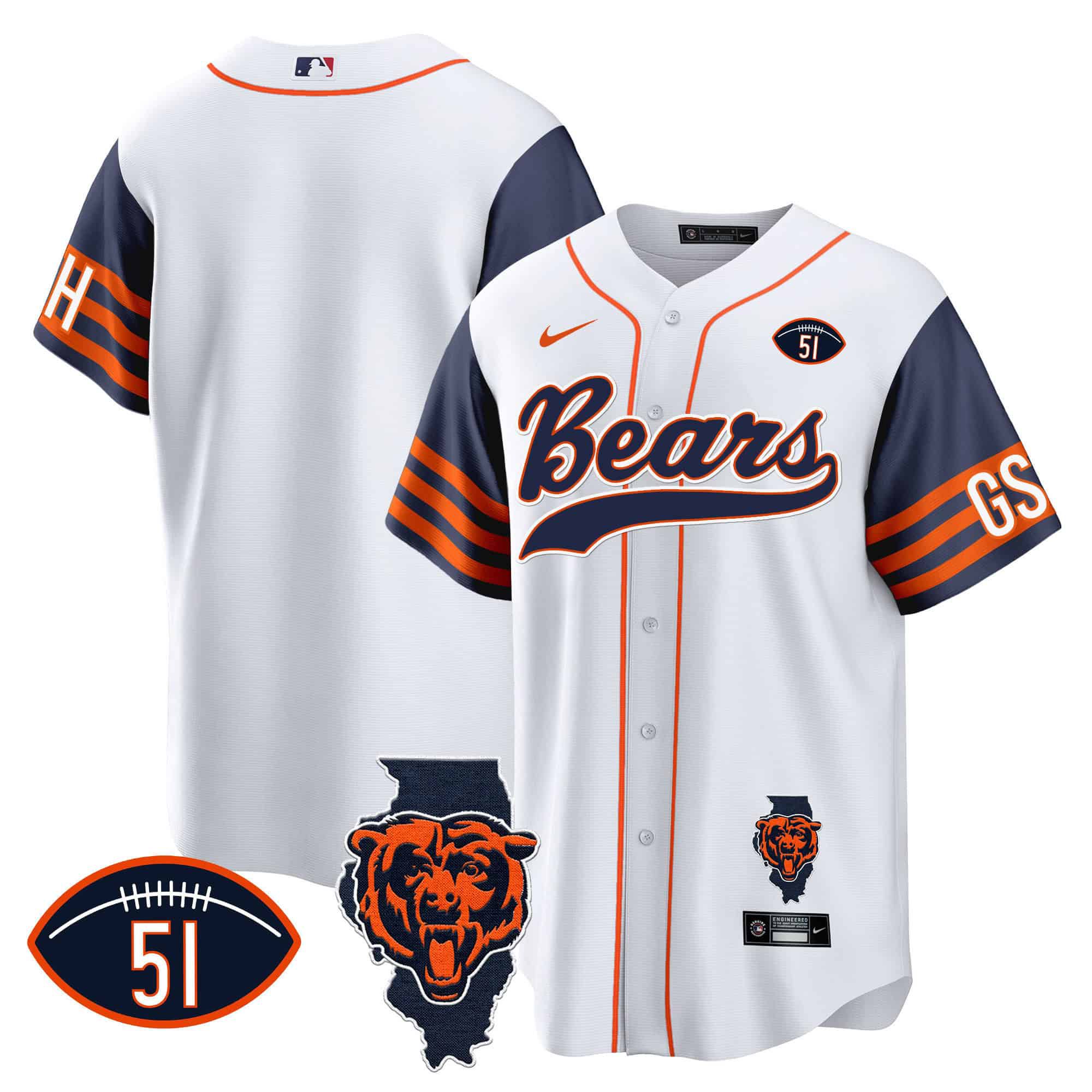 Men Chicago Bears Blank White 2024 Nike Patch Baseball NFL Jersey style 1->indianapolis colts->NFL Jersey